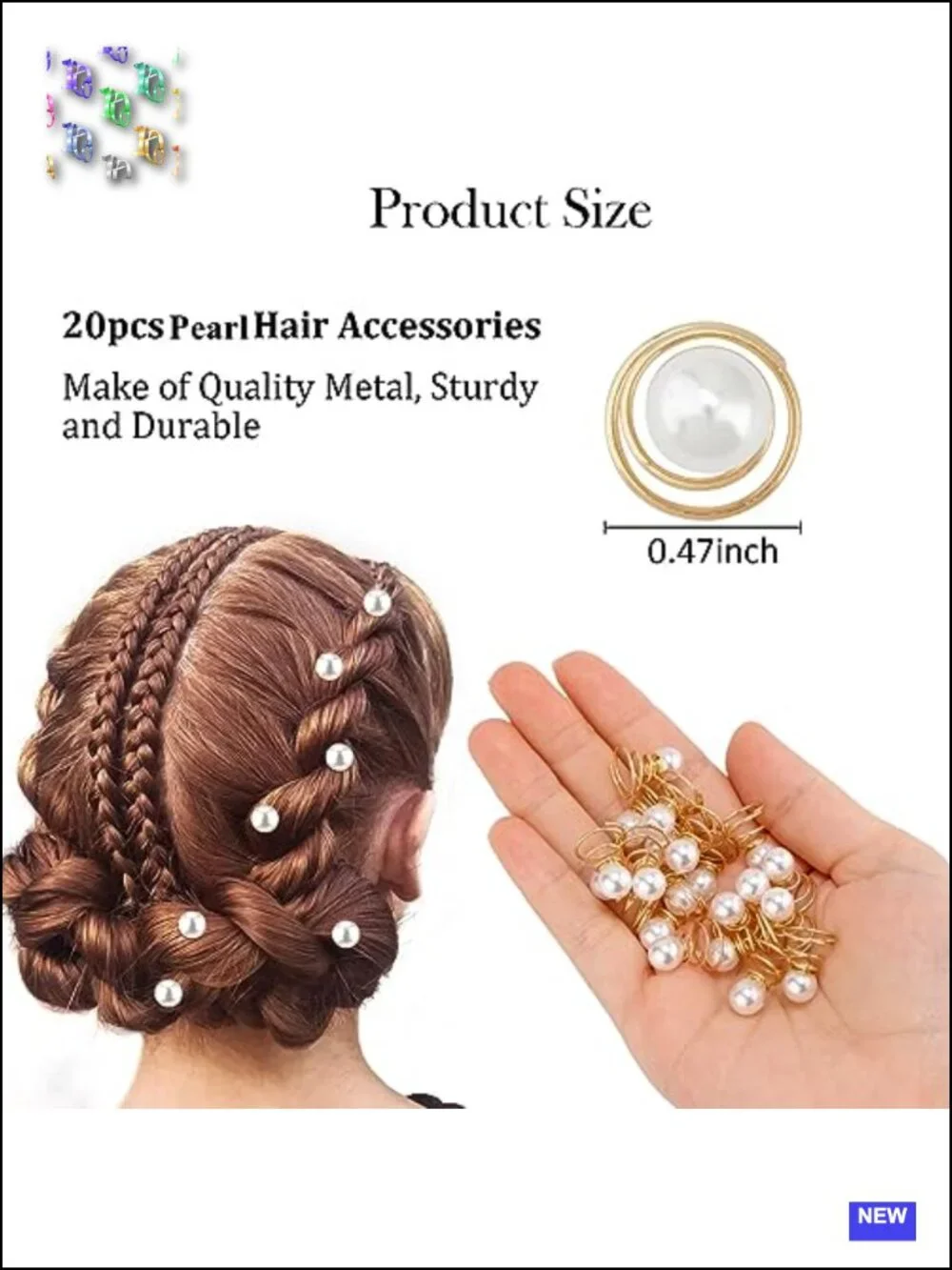 20 Pearl Spiral Hair Clips, Vintage Wedding Braided Hair Pins, Gold Alloy Claws